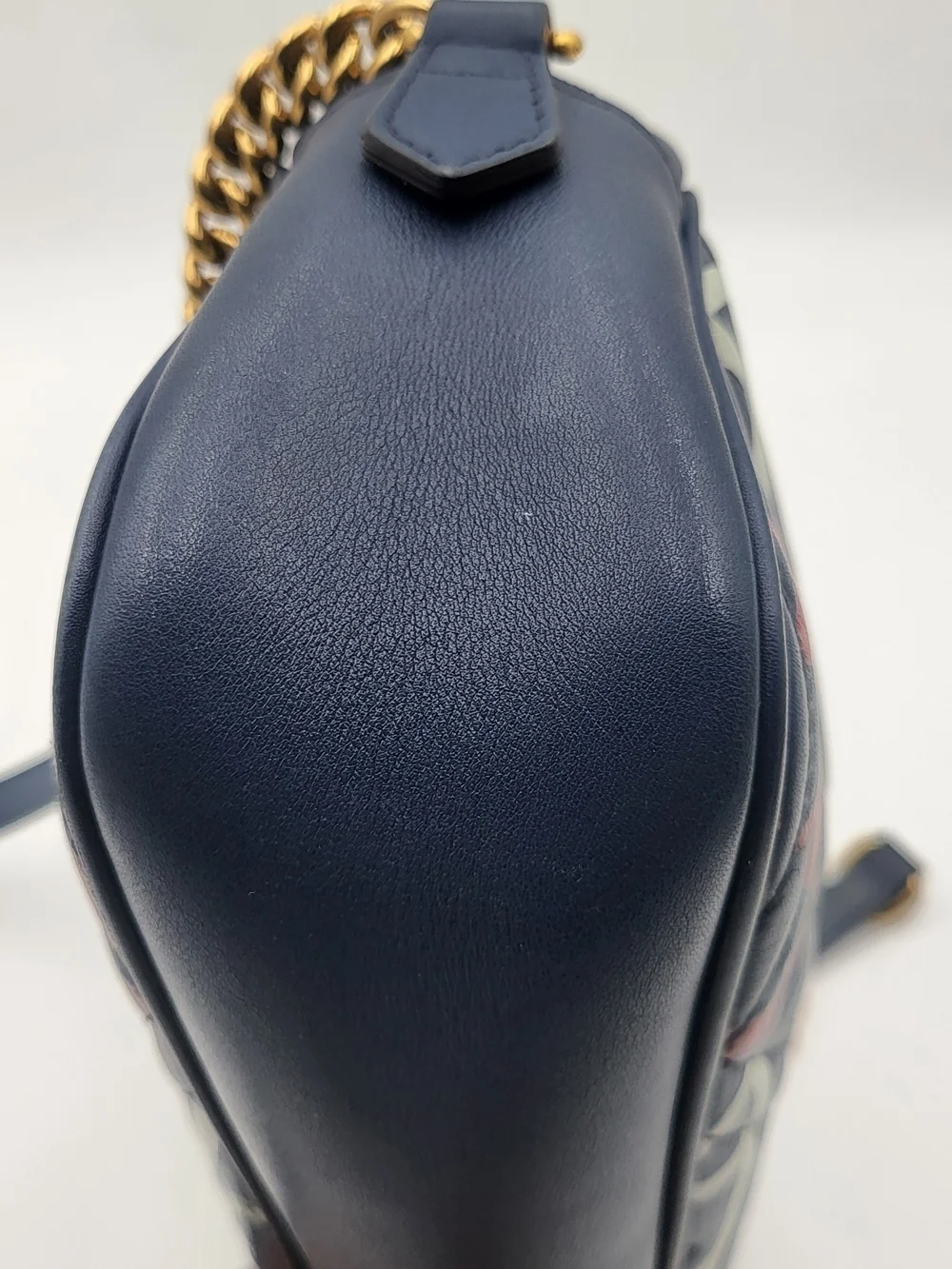 GUCCI Blue Ghost Print Quilted Leather Marmont Metalasse Bag, Authentic w/COA.
